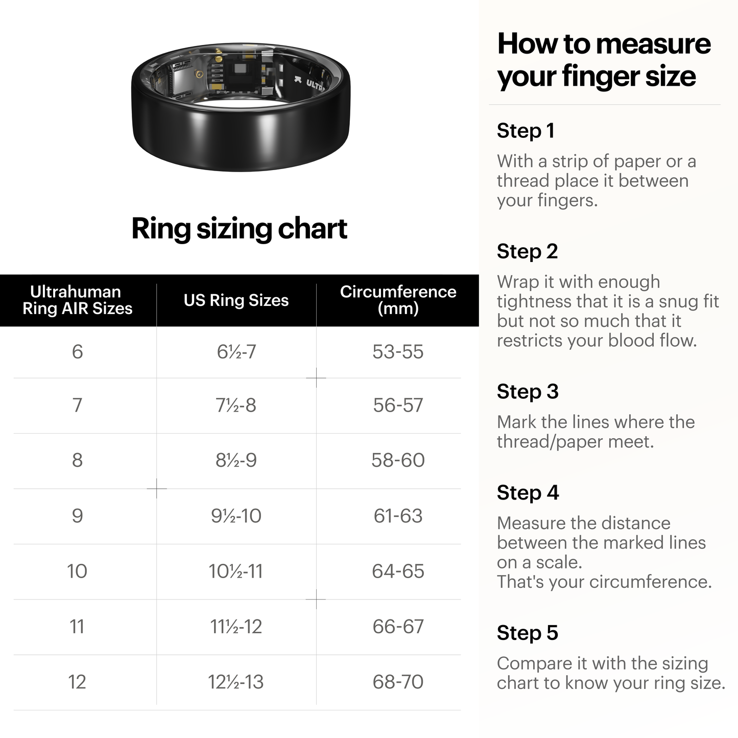 Ultrahuman Ring AIR Smart Ring Size-kit